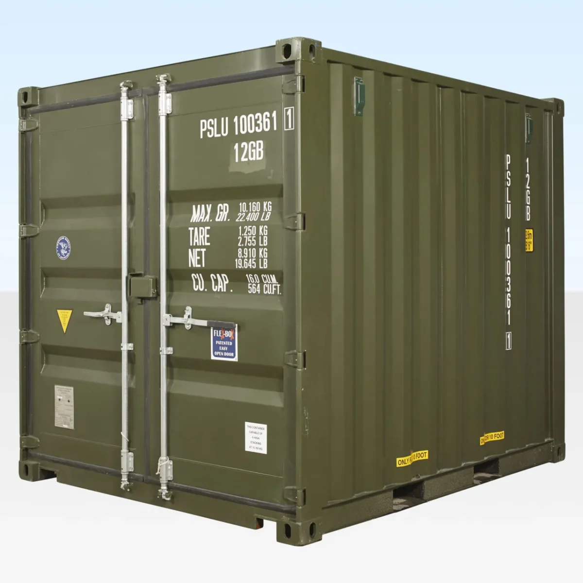 10ft X 8ft Shipping Container (ONE Trip) Green (Ral 6007)