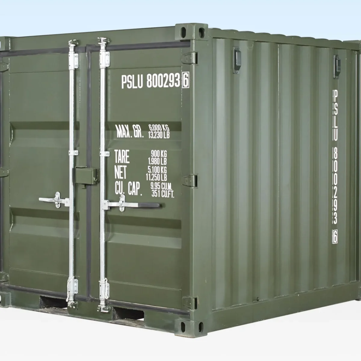 8ft ONE Trip Shipping Container Green (Ral 6007)