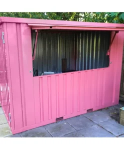 10ft New Pink Container Bar Kiosk – Portable Pop-Up Food & Beverage Container – RAL 3014