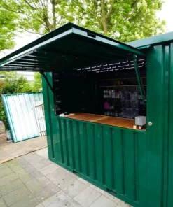 10ft New Green Container Bar Kiosk – Portable Café, Coffee & Food Stall Container